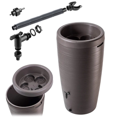 Regenton 240L met Plantenbak Bruin – Complete Set Incl. Aansluitset