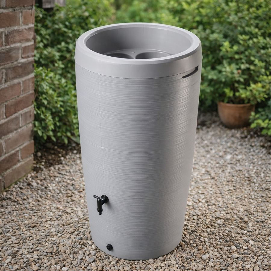 Design Regenton 240L met Plantenbak Lichtgrijs – Complete Set Incl. Aansluitset