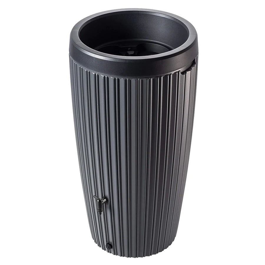 design regenton met plantenbak antraciet gestreept
