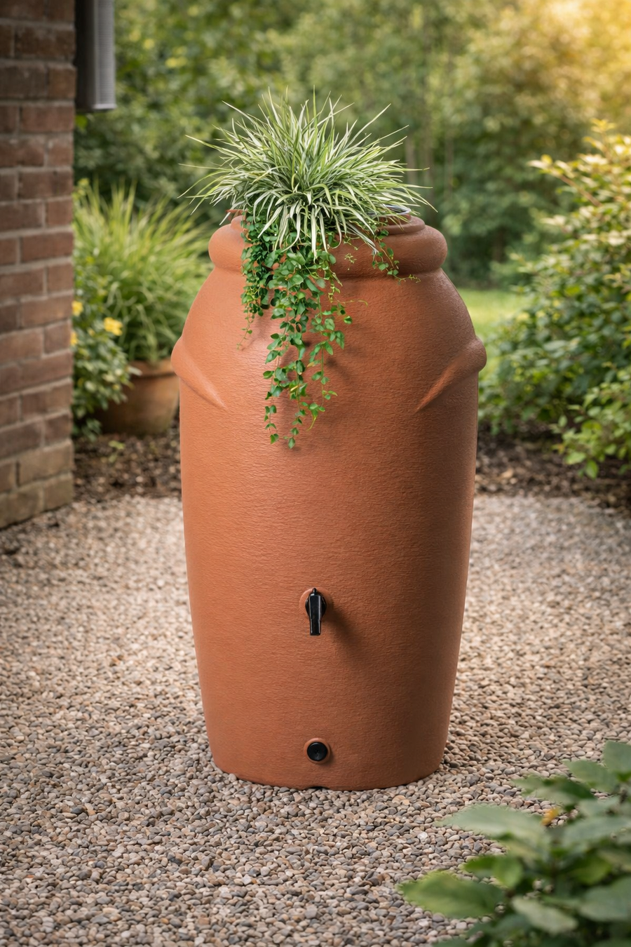 design regenton in terracotta kleur