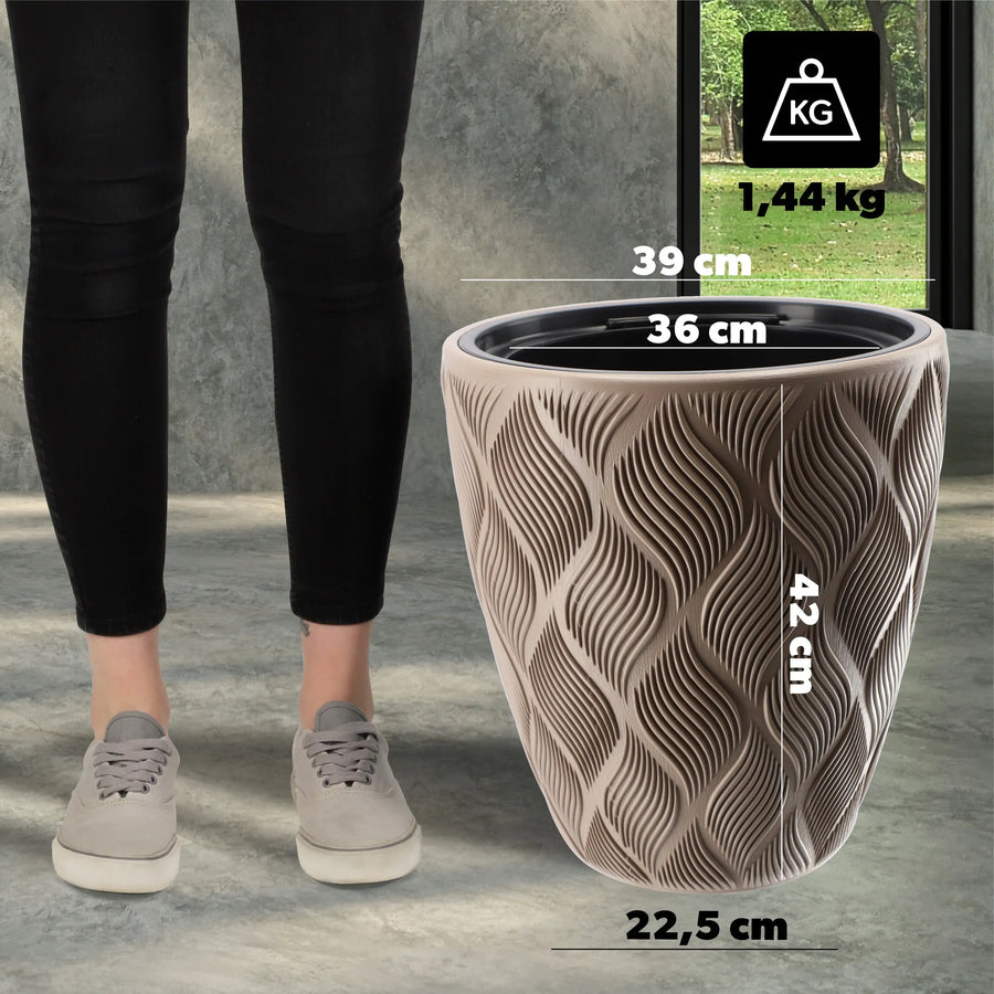 Luxe wave buitenpot beige