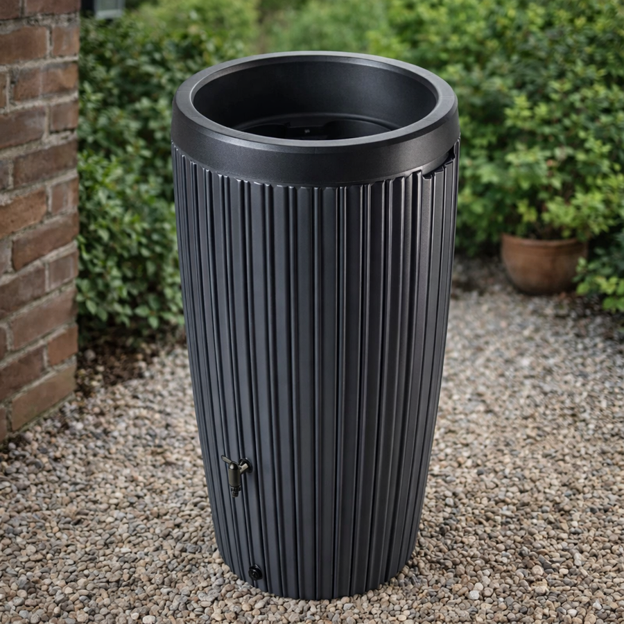 regenton set 240 liter antraciet strepen plantenbak