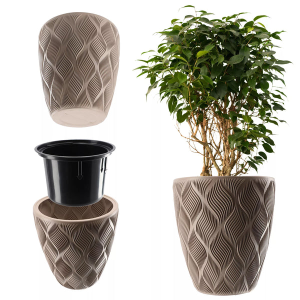 Beige wave bloempot 40 cm