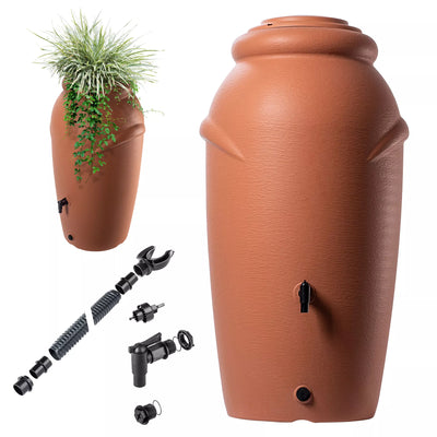 Design Regenton 210L Terracotta met Plantenbak – Incl. Aansluitset