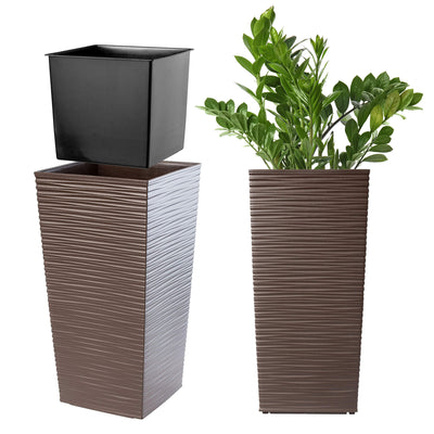 Chisel Design Bloempot met Binnenpot – Bruin – 40 cm