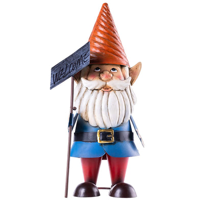 Stalen Tuinkabouter met Bordje – 33 cm